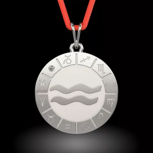 Ασημένιο μενταγιόν με κορδόνι μοντέλο Aquarius