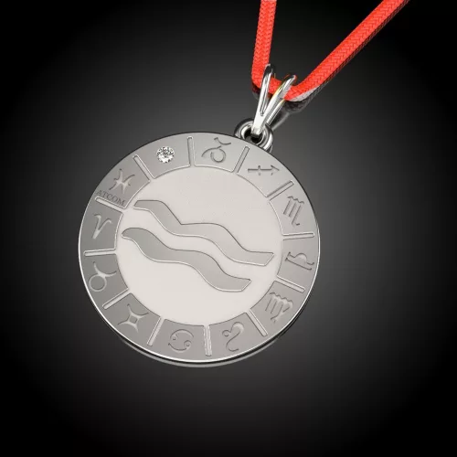 Ασημένιο μενταγιόν με κορδόνι μοντέλο Aquarius