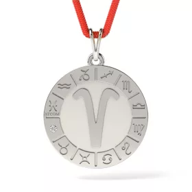   Ασημένιο μενταγιόν με κορδόνι μοντέλο Κριός