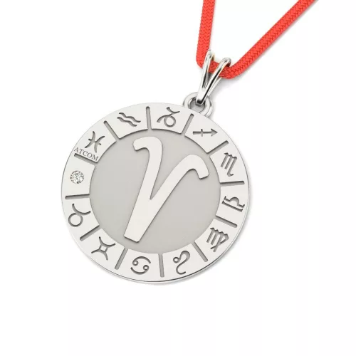 Ασημένιο μενταγιόν με κορδόνι μοντέλο Κριός