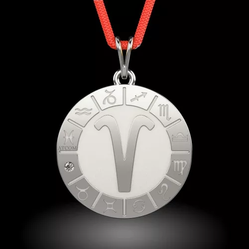 Ασημένιο μενταγιόν με κορδόνι μοντέλο Κριός