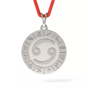   Ασημένιο μενταγιόν με κορδόνι Cancer μοντέλο