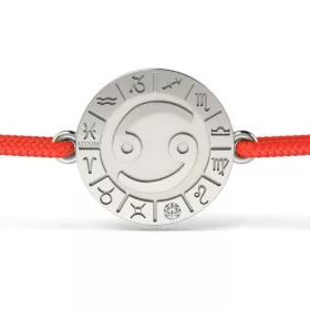   Ασημένιο βραχιόλι με κόκκινο κορδόνι Cancer μοντέλο