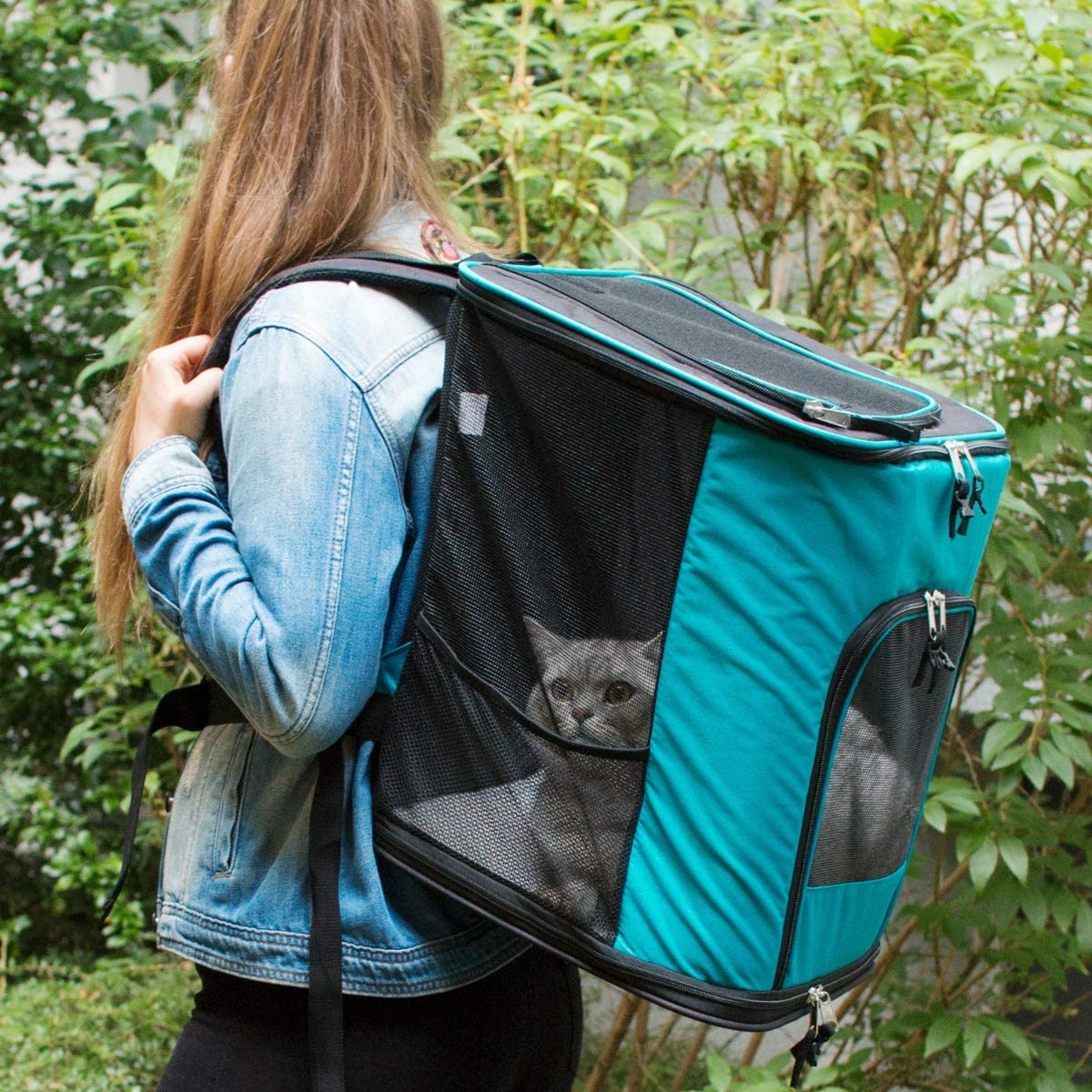 Rucsac transport animale Navaris, 41x34.5x43 cm, pentru caini/pisici pana la 12 kg, gri, 47550.37