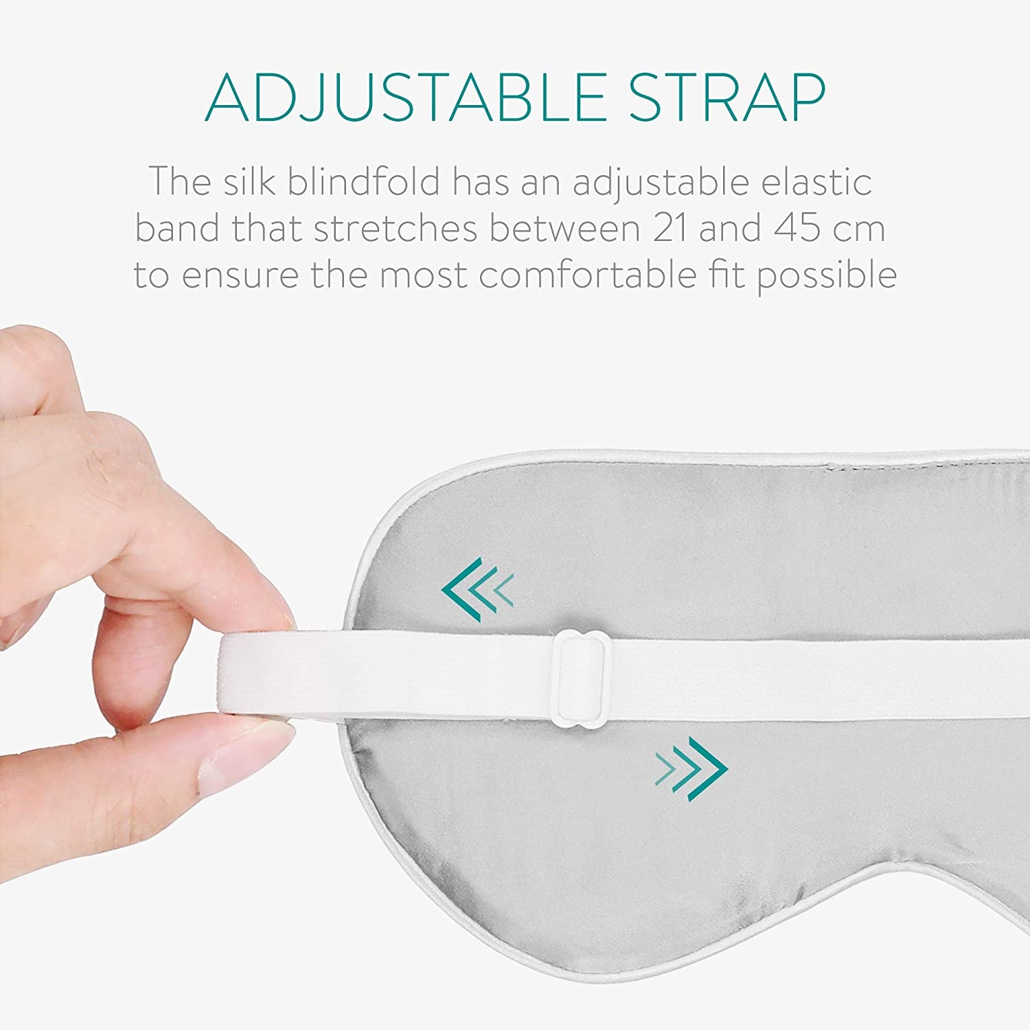 Μάσκα ύπνου Navaris, 100% μεταξωτό υλικό, γκρι/λευκό, 21-45 εκ.