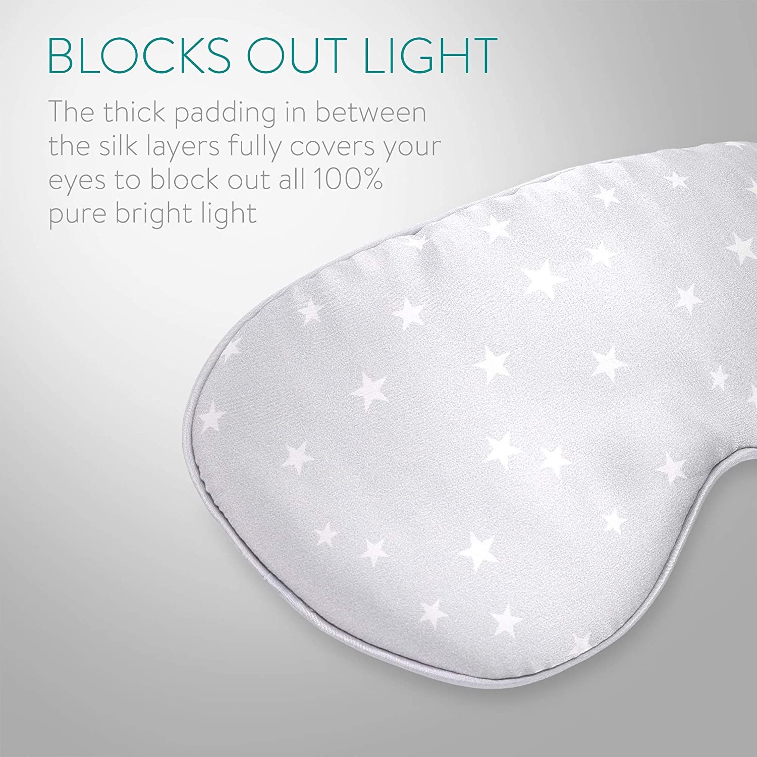 Μάσκα ύπνου Navaris, 100% μεταξωτό υλικό, γκρι/λευκό, 21-45 εκ.