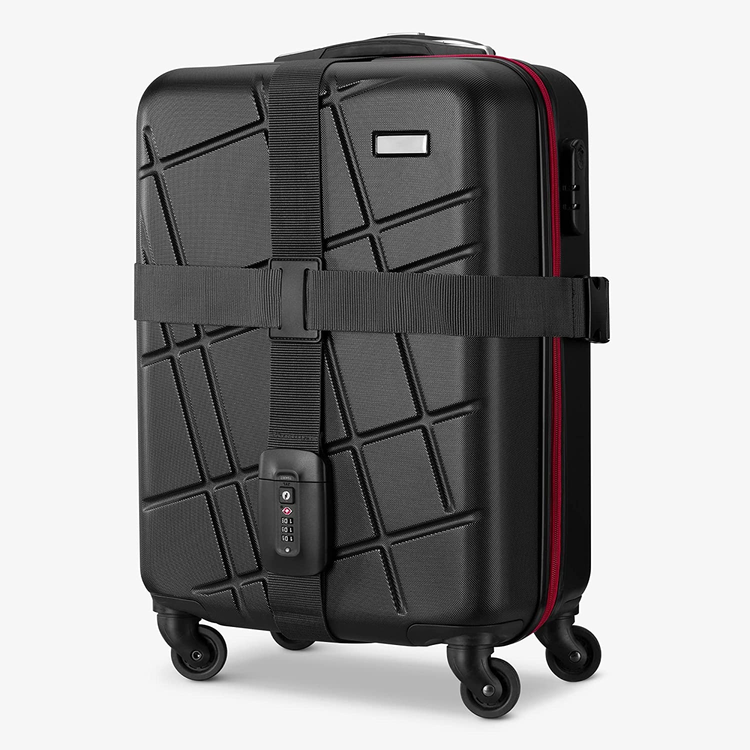 Ζώνη αποσκευών με κλείδωμα TSA και ετικέτα ID Navaris, ρυθμιζόμενο μήκος 400x5 cm, μαύρο, 51357.01